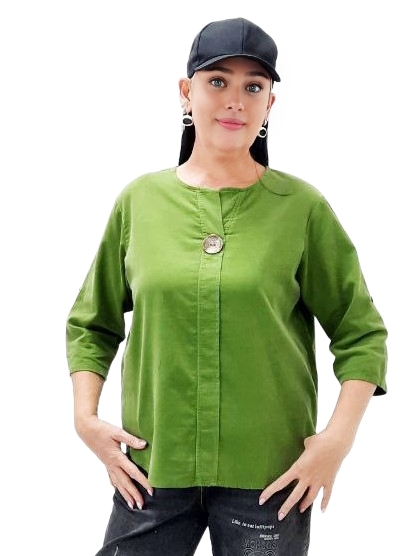 Фото Женская одежда, -Рубашки и Блузки Рубашка Gerbera: Микровельвет "Авокадо"