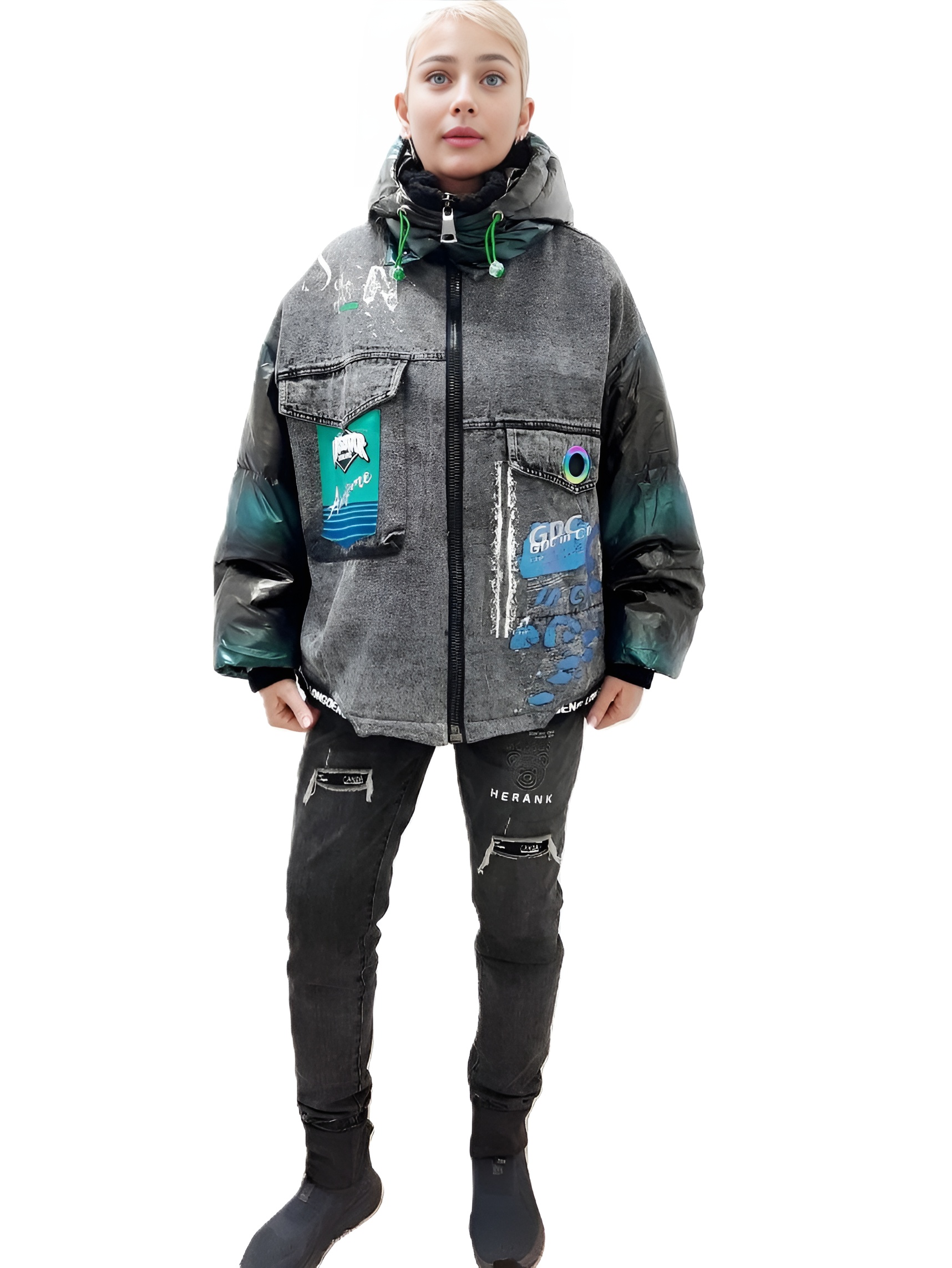 Фото Женская одежда, Верхняя одежда, -Зима Зимняя джинсовая куртка Mult