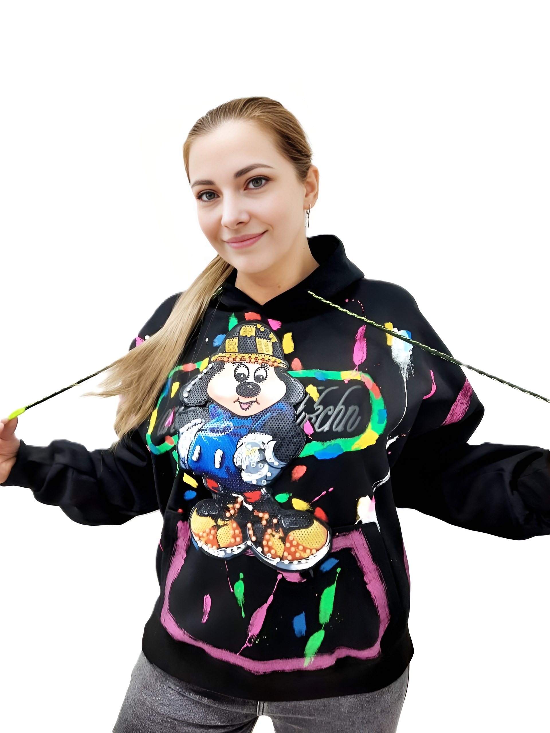 Фото Женская одежда, -Толстовки, худи, свитшоты Яркая толстовка оверсайз Размер 48-52