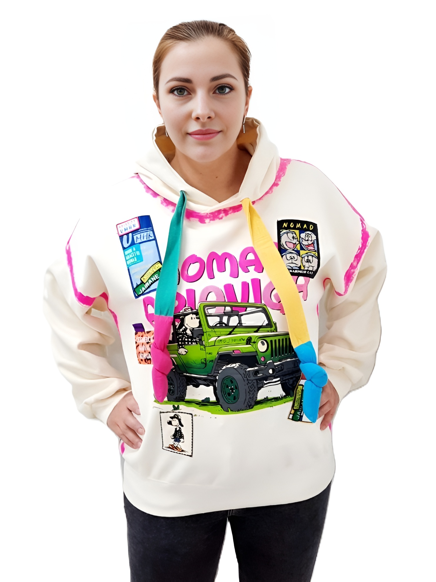 Фото Женская одежда, -Толстовки, худи, свитшоты Яркая толстовка оверсайз Размер 48-52   