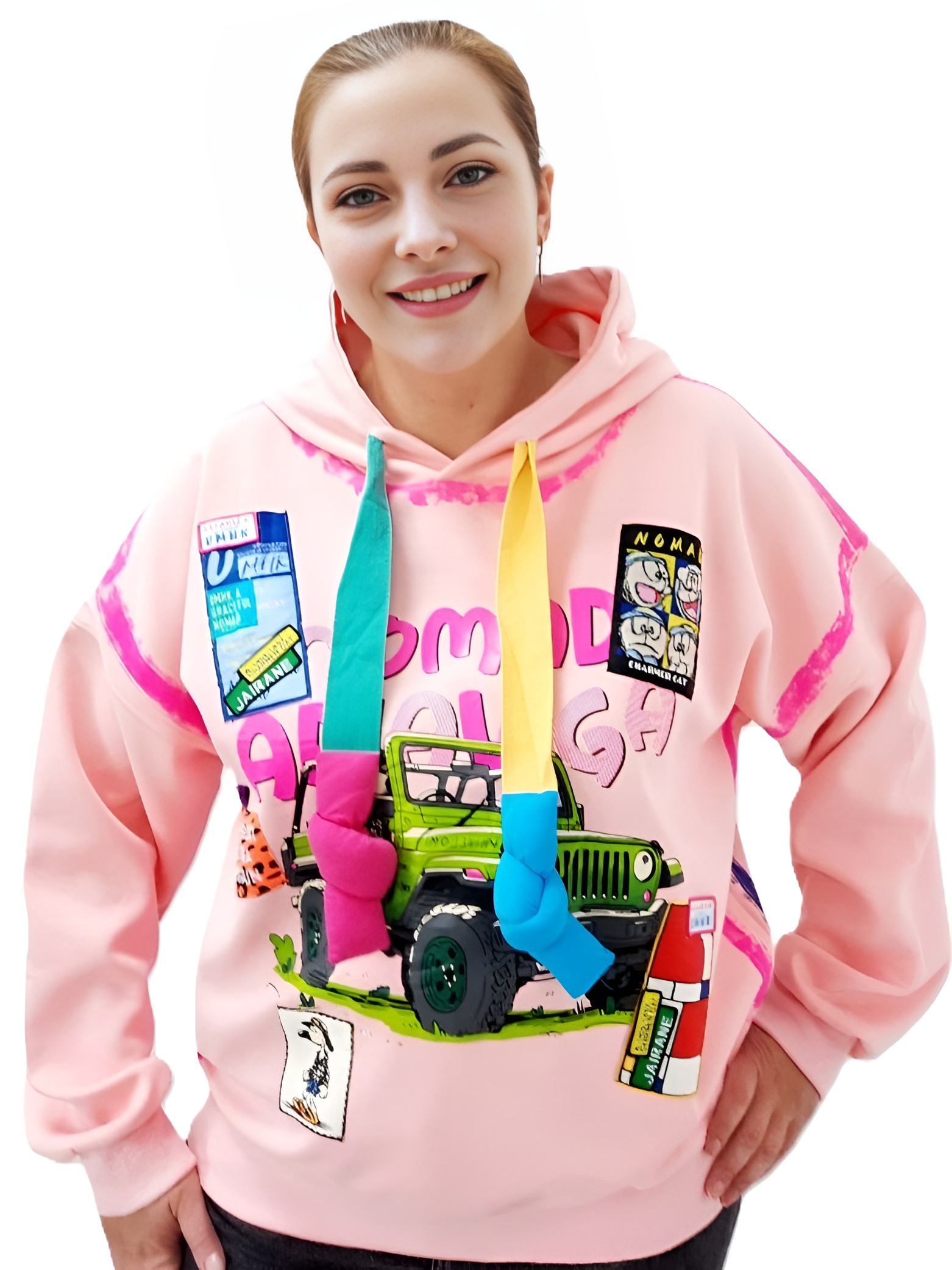 Фото Женская одежда, -Толстовки, худи, свитшоты Яркая толстовка оверсайз Размер 48-52    