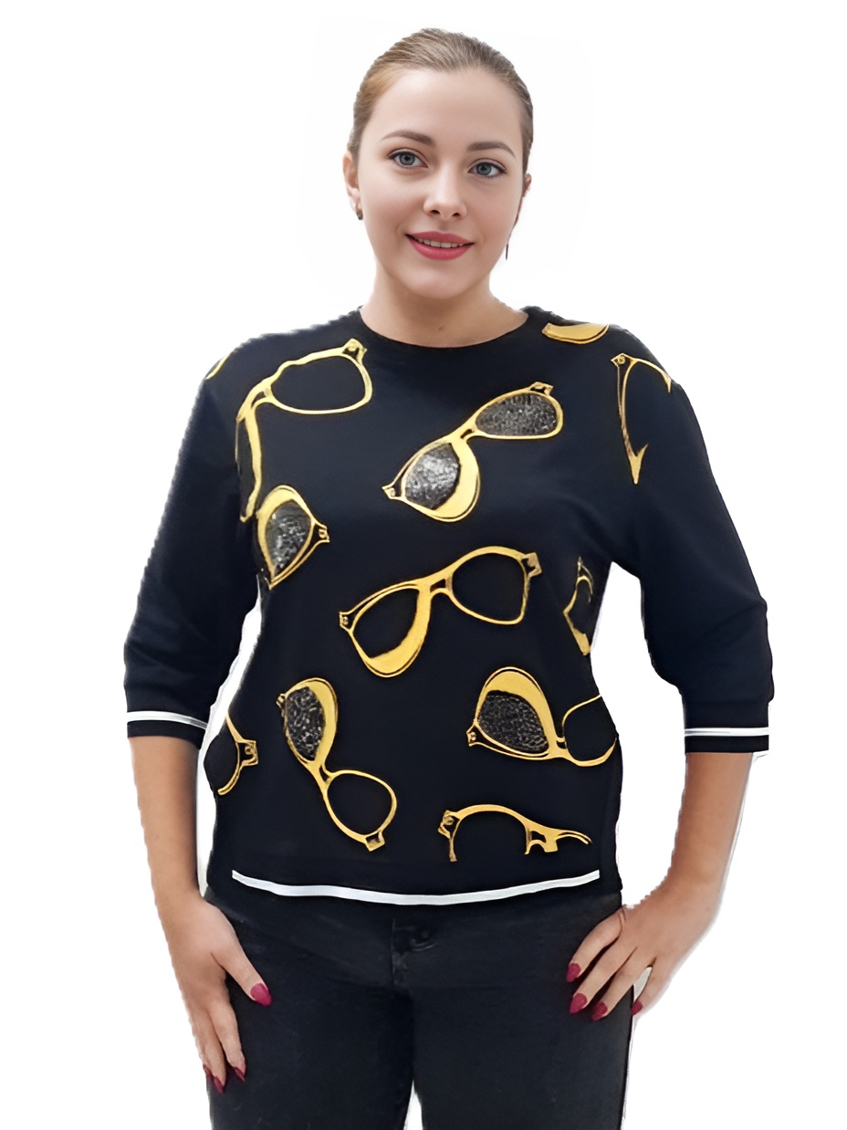 Фото Женская одежда, -Толстовки, худи, свитшоты Яркая толстовка YANG YANG с желтыми очками размер 56-58