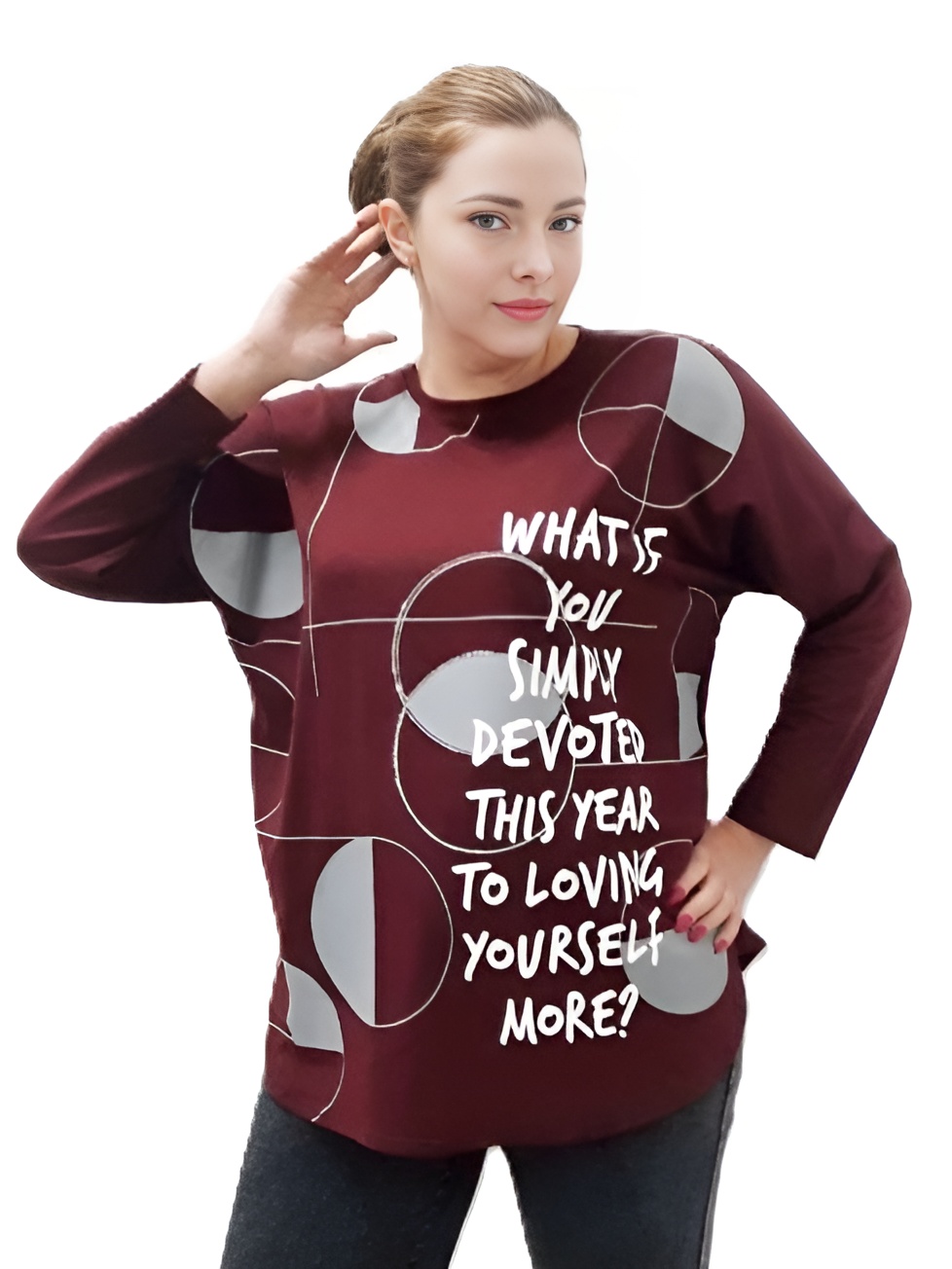 Фото Женская одежда, -Толстовки, худи, свитшоты Толстовка бордовая "Элегантная Орхидея" размер 54-58 (6XL)