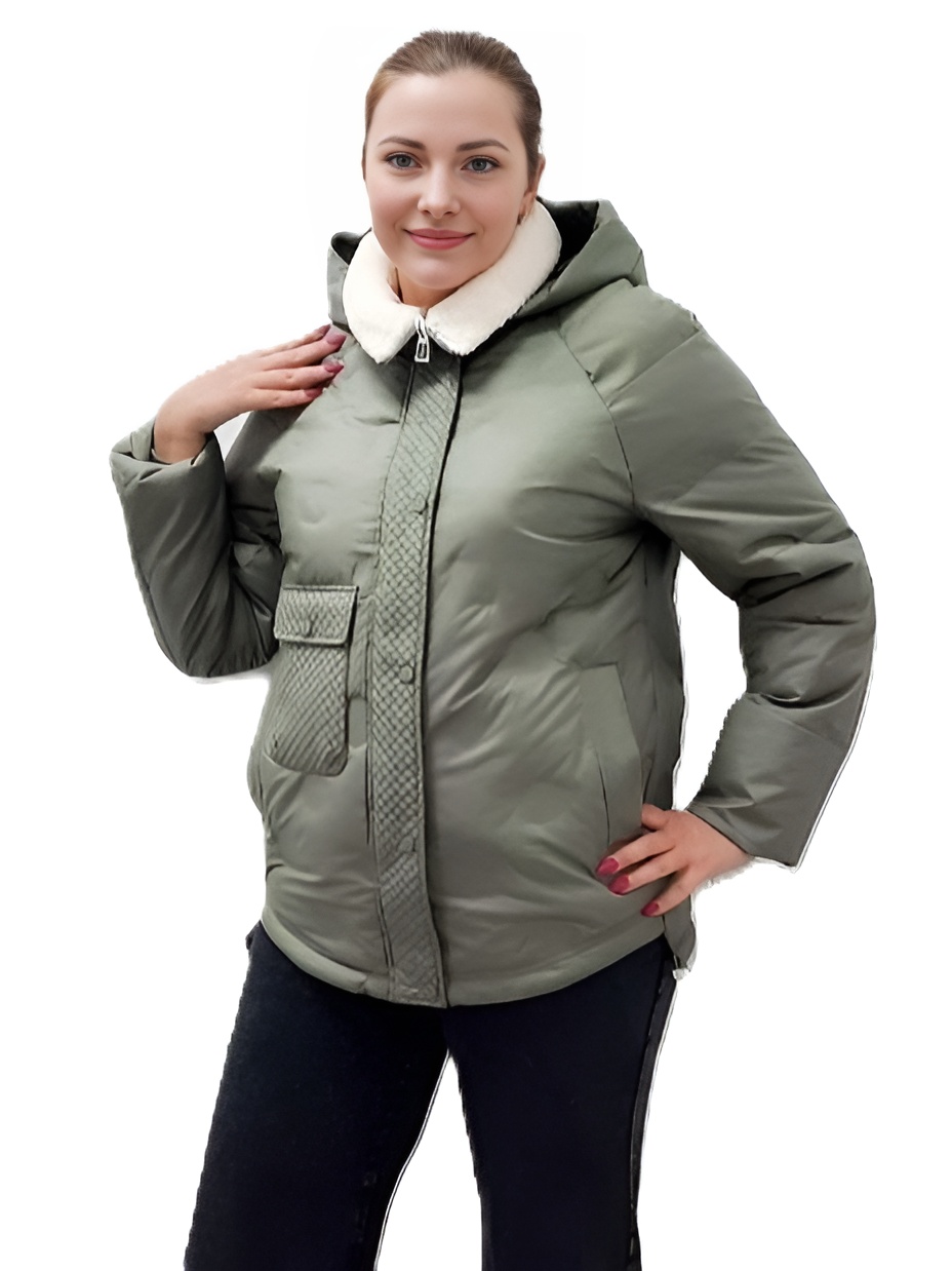 Фото Женская одежда, Верхняя одежда, -Межсезонье Фисташковая зимняя куртка XINRUIDI