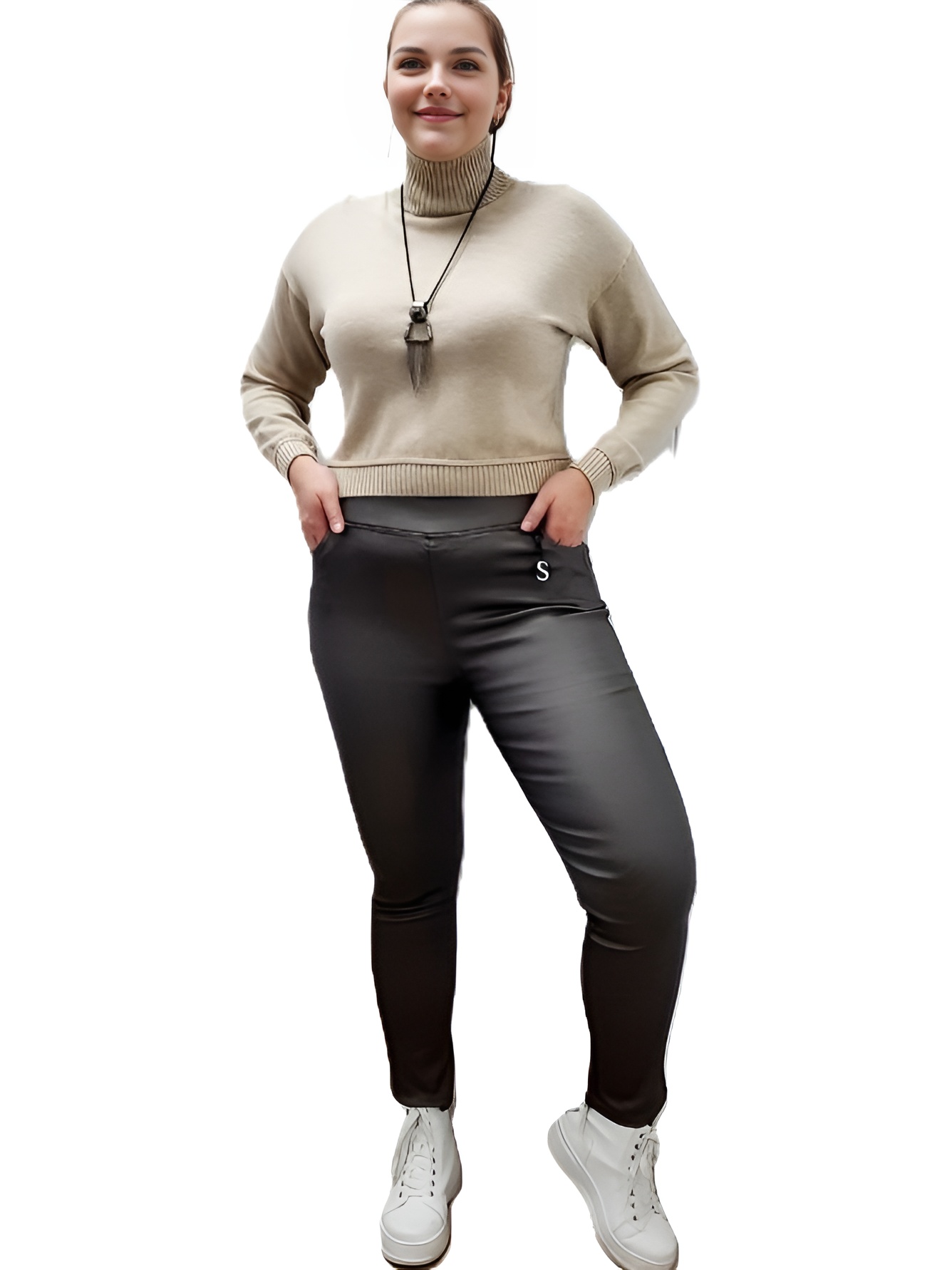 Фото -Брюки и джинсы Утепленные брюки из эко кожи Джин Фуллер