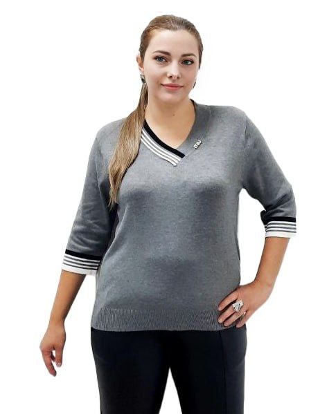 Фото Женская одежда, -Свитера, Джемперы, Пуловеры Серый трикотажный полувер XS 48-50 размер