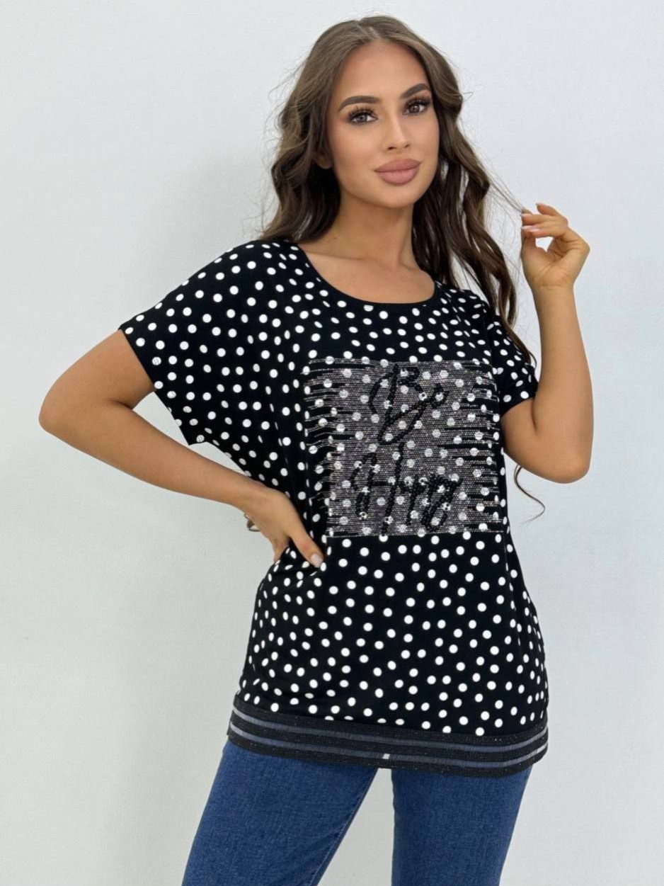 Фото Женская одежда, -Рубашки и Блузки, -Футболки, Туники Нарядная трикотажная блузка Gertie черная, размер 52-54